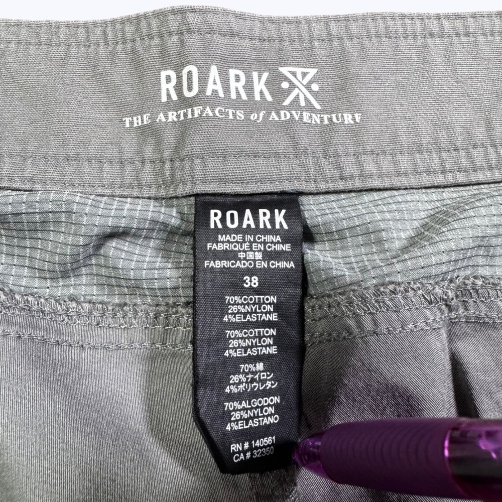 Roark Layover Travel Pants Men 38 Gray Green Hiking Athleisure Adventure Stretch - Picture 4 of 9